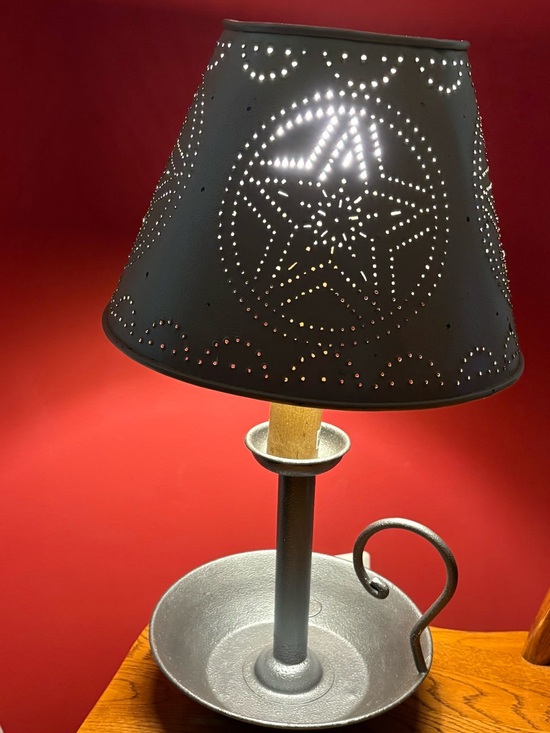 Other - Farmhouse Primitive Punched Tin Colonial Star Quilt Chamber stick Lamp